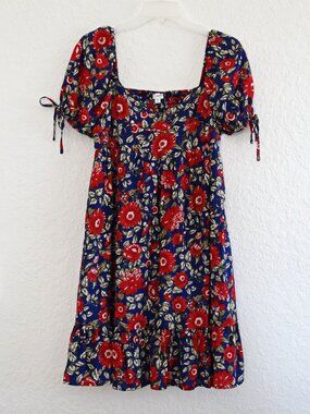 BLU PEPPER Women's M Floral Babydoll Dress Sweetheart Neck Puff Sleeve